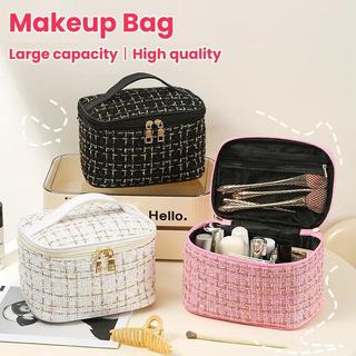 Beauty Tweed High Capacity Hepburn Style Cosmetic Bag Organizer Make up Portable Toiletry Storage