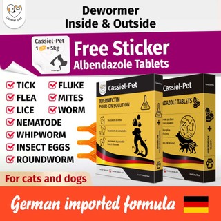 CASSIEL PET Tick And Flea Spot Treatment For Cats & Dogs Repellent Anti-Flea Anti-Itching Dewormer