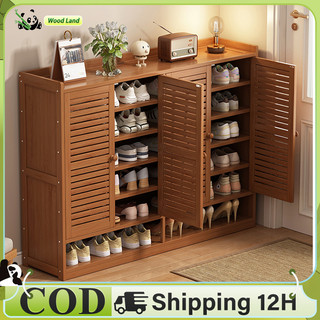 WoodLand Shoe Rack Organizer With Door Shoe Cabinet Breathable Bamboo Wooden High Quality