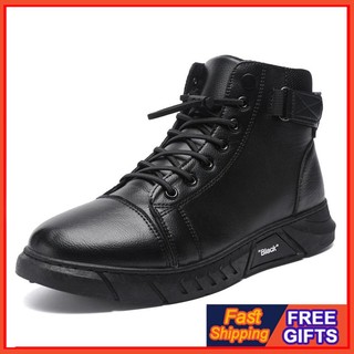 MR.BINBEITIME Fashion Men's Nude Boots British Style Black Leather Shoes Versatile Office Work shoes