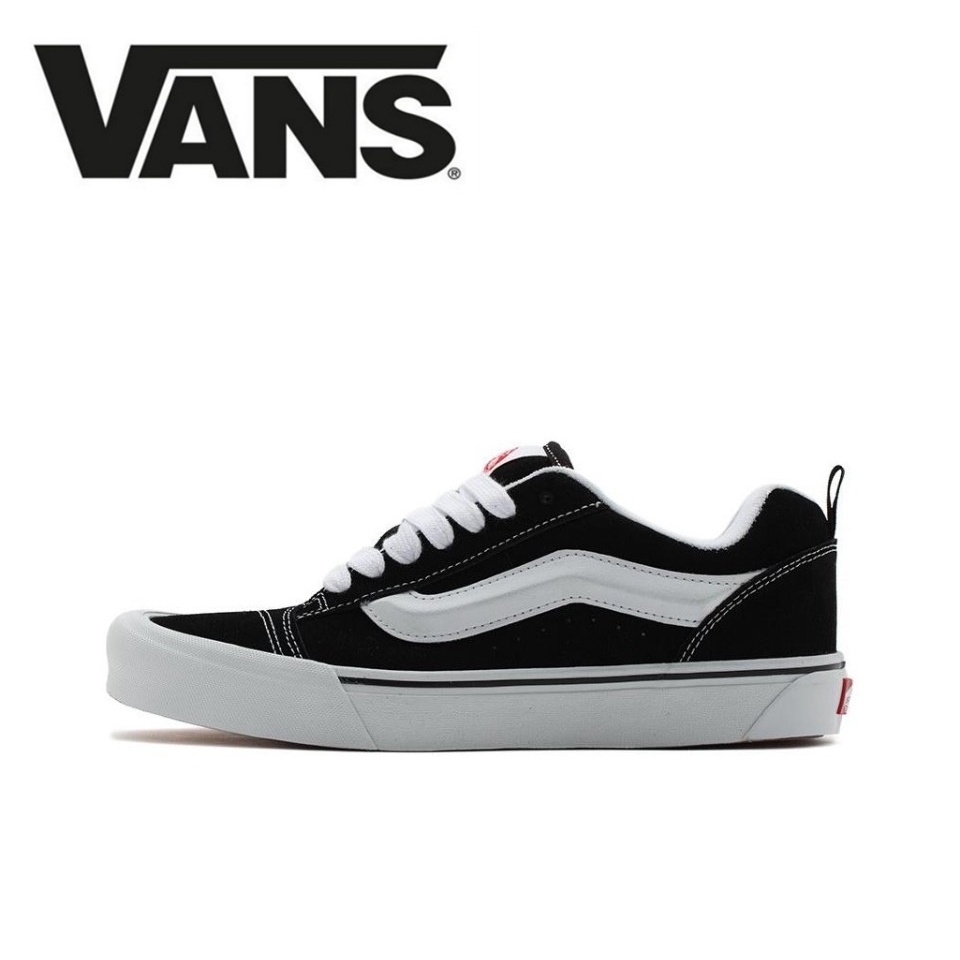 【100%Original】Vans Knu Skool Sneakers Unisex Black White Low Top VN0009QC6BT