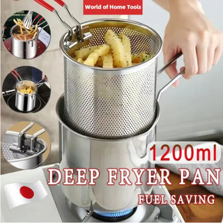 304 Stainless Deep Fryers Pot Universal With Strainer Fryer Kitchen Cooking Pot Saving Mesh Fry Pot