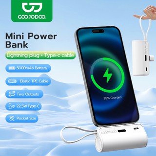 GOOJODOQ 5000mAh Mini Wireless Power Bank Portable Capsule Mobile Power Bank for iPhone Type-C
