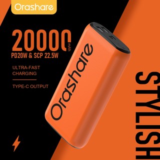 Orashare O20Pro 20000mAh Powerbank 22.5W Fast Charge High Capacity Dual USB Powerbank Type C Output