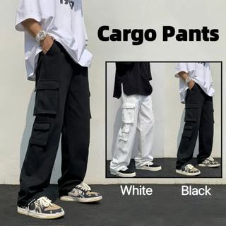 Cargo Pants For Men Drawstring Side Pocket Baggy Pants Loose Straight Sports Trousers Korean fashion