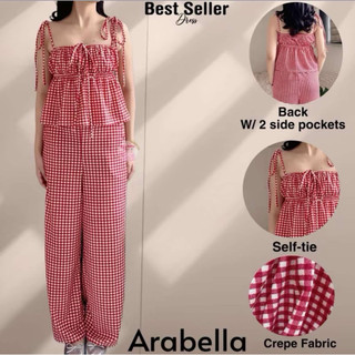 BSD Best Seller Arabella (S-XXL) Peplum Top and High Waisted Straight Cut Pants Terno