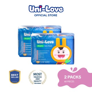 UniLove Airpro Baby Diaper 30's (Newborn) Pack of 2 - Hypoallergenic | Ultrasoft