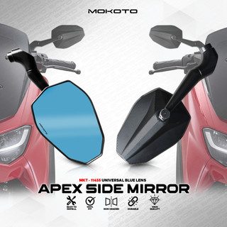 MOKOTO APEX SIDE MIRROR BLUE LENS / SMOKE LENS ALLOY FRAME NON GRADED UNIVERSAL FOR ANY MOTORCYCLE