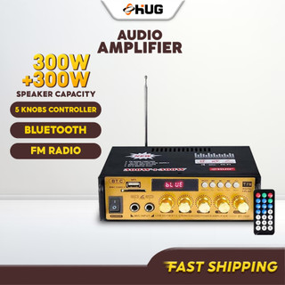 Hug 300W+300W Digital Hifi Bluetooth Stereo Audio Amplifier Fm Radio Usb BT-198E