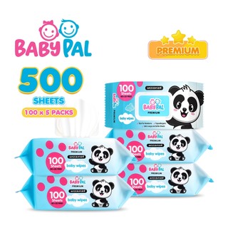 BabyPal Premium Baby Wipes Unscented 100 Softer Sheets Pack of 5 for Newborn and Kids