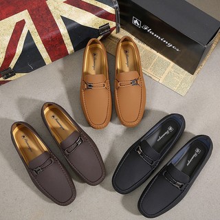 Men's Casual Leather Shoes Fashion Slip On Lazy Doudou Shoes Black School Loafer Shoes For Men