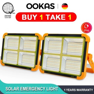OOKAS Solar Emergency Lights Rechargeable Solar Flashlight LED Flood CampingLight Outdoor Waterproof