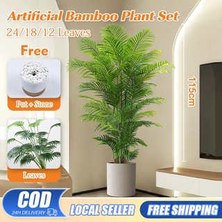 Artificial plant with pot 1.1M Bamboo Palm fake Plant for decoration hotel shop office indoor plant