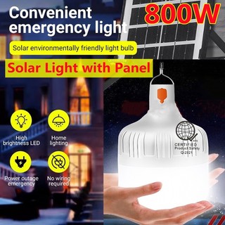 2in1 Solar Light Emergency Lights Rechargeable Bulb With Panel Outdoor Waterproof  For black-out