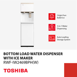 Toshiba Japandi Bottom Load Water Dispenser with Ice Maker (Black and White)