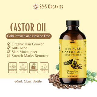 Pure Cold Pressed Castor Oil Organic Hair Grower and Beauty Oil 60ml