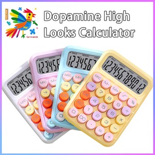 Korean Dopamine Candy Color Calculators 12-digit large LCD display and big round button calculator