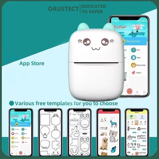 OAUSTECT Mini Printer Bluetooth Waybill Printer Thermal Printer For Label Photo Suitable IOS Android
