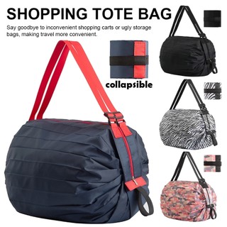 Portable Large Capacity Folding Shopping Bag Travel Sling Bag Reusable Grocery Tote Bag