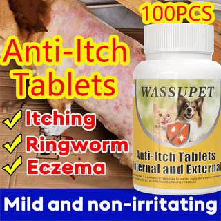 WASSUPET 100pcs Pet Anti ltch Tablets Tick And Flea Medicine For Anti Itching Allergy Treatment