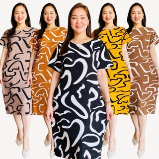 Ruby Short Sleeve Round Neck Bark Crepe Women Casual Trendy Midi Dress | mdcclothing