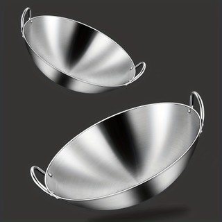 23cm/25cm/27cm Thickened Stainless Steel Wok For Gas Stovetop And Induction Cooker