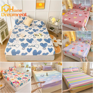 3 in 1 Bed sheet Cotton Full Garterized Single Double Queen Size Bedsheet  with 2 pcs Pillow case