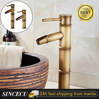 Basin Faucet Antique Brass Bamboo Shape Faucet Sink Mixer Faucet Single Hand Kitchen Bathroom