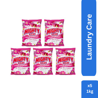 Mighty Clean Detergent Powder Floral Blossom - Powder (Pink) - 1 kilo (Pack of 5)