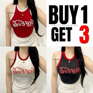 BUY 1 GET 3 (3PCS) RACER BACK COCA COLA CROPTOP CASUAL TANK COTTON WOMENSWEAR