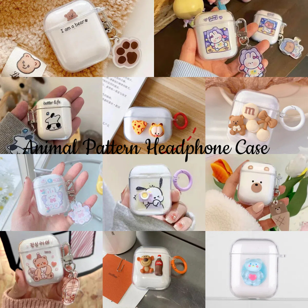 เคสหูฟังลายสัตว์ For Airpods 1/2/3/4 pro pro 2 เคสหูฟัง น่ารักและทนต่อการตก