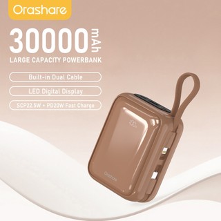 Orashare PCM30 30000mAh Powerbank Small Built In Dual Cable 22.5W Fast Charge Compact and Portable