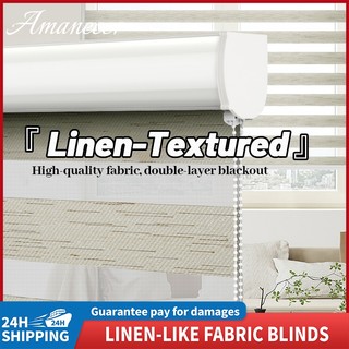 NICEDAYS Linen-like Fabric Blinds for Windows Venetians Duo Roller Curtain Blackout Roller