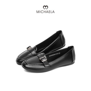 MICHAELA Chic Black Loafers Sweat-Absorbent Comfort Square Toe Flats for Office School SH6529011 XD