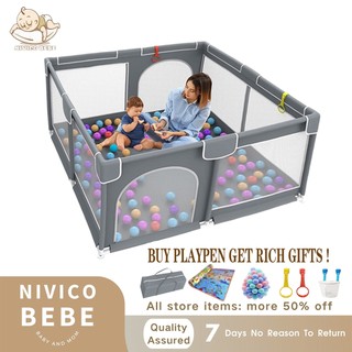 NIVICO BEBE Big Playpen For Baby With Mat Indoor Breathable Mesh Playfence Foldable Playground