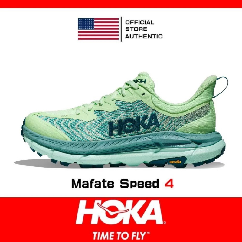 รองเท้าวิ่งลำลองสำหรับทุกเพศ HOKA Mafate Speed4 สีเขียวทะเลหมอกน้ำเงิน ของแท้ 100%