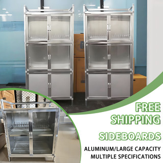 Aluminum alloy storage cabinet organizer for kitchen Multi-layer with Door Dish Pot Organizer