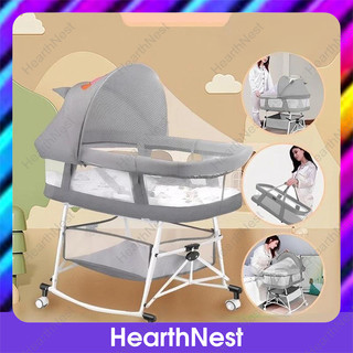 HearthNest Baby Crib With Mattress And Mosquito Net Crib 4 In 1 Multifunctional Baby Bed Set For