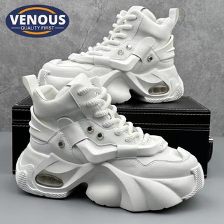 【Venous】2025 White Chunky Shoes for Men Original Casual High Top Sneakers Men Rubber Sport Men Shoes