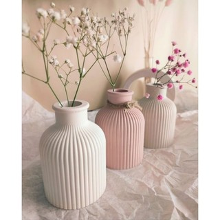 Nordic style striped flower pot for home decor dried flowers