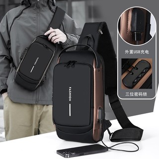 Fashion Men's shoulder bag combination Lock Anti-theft Chest bag men's sports bag