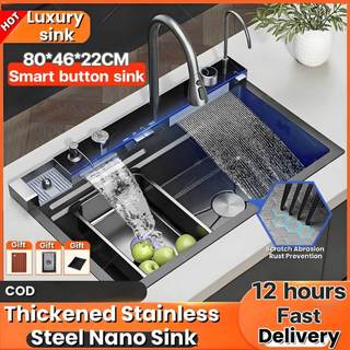 kitchen sink SUS304 stainless steel sink 4.0MM with waterfall pull-out faucet sink home sink