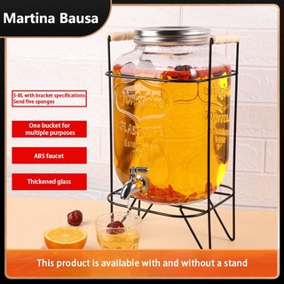 4L 5L 8L 10L Juice Drink Glass Jar Dispenser with Stand and Faucet