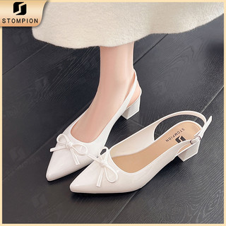 STOMPION Sandals For Women With Heels Bow Design Jelly Rubber Pointed High Heels For Women Casual