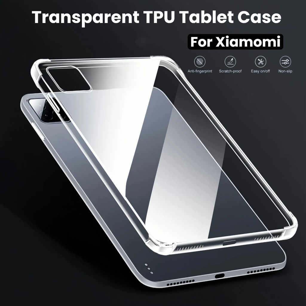 ครอบ TPU ใส สำหรับ Xiaomi Pad 7 6 5 Pro 12.1 SE 8.7 11 กันรอยนิ้วมือ ไม่ลื่น มุมนุ่มกันกระแทก