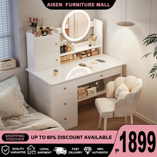AISEN Dressing Table Bedroom Modern Simple Large Capacity Makeup Cabinet Small Apartment Table