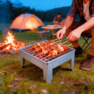 Stainless Steel Barbecue Grill Portable Metal BBQ Griller Ihawan Parilla Parilya with Frying Grid