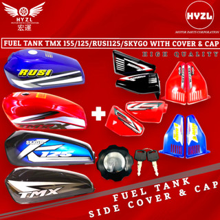 Fuel Tank with Side Cover & Cap Tmx155/Tmx125/Skygo/Rusi125 High-Quality Blue Red Black Japan Origin