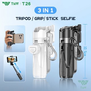TNW T26 Selfie Stick Mini Extendable Phone Grip Tripod With Bluetooth Remote Shooting Vlog Video