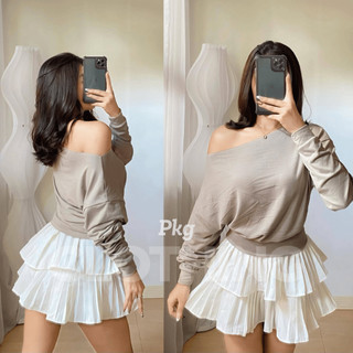 Hazel 2 Ways Long Sleeve Loose Top For Women - Stylish Off-Shoulder Design & Comfortable Fit